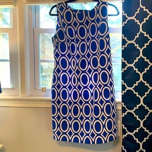 Blue + white sleeveless dress